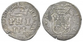 MILANO
Filippo III di Spagna, Duca di Milano, Re di Napoli e di Sicilia, 1598-1621. Denaro da 4 Soldi 1608.
Mi gr. 2,72
Dr. HISPAN REX E C. Le lett...