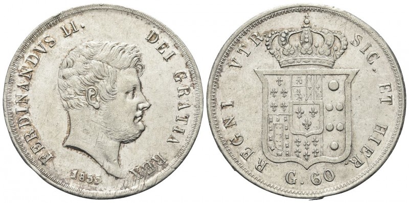 NAPOLI
Ferdinando II di Borbone, 1830-1859.. Mezza Piastra da 60 Grana 1855.
A...