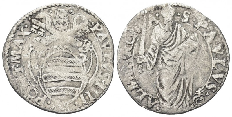 ROMA
Paolo IV (Gian Pietro Carafa), 1555-1559. . Giulio.
Ag gr. 2,69
Dr. PAVL...