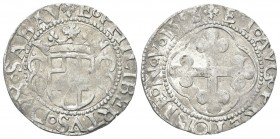 SAVOIA ANTICHI
Emanuele Filiberto Duca, 1553-1580.. Grosso 1556 zecca di Aosta, I Tipo.
Mi gr. 1,80
Dr. E PHILIBERTVS DVX SABAV. Scudo sabaudo con ...