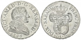 REGNO DI SARDEGNA
Vittorio Amedeo III, 1773-1796.. 20 Soldi 1796.
Mi gr. 5,57
Dr. Busto drappeggiato a d.
Rv. Scudo sagomato, inquartato, coronato...