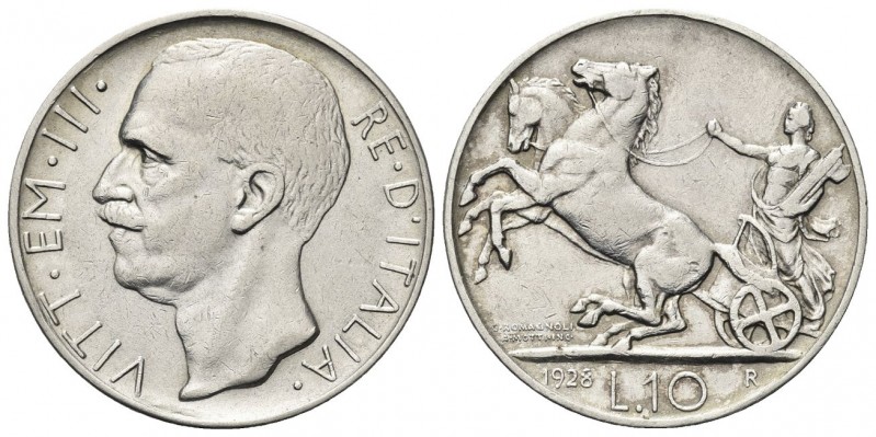 REGNO D’ITALIA
Vittorio Emanuele III, 1900-1943.. 10 Lire 1928 due rosette Roma...