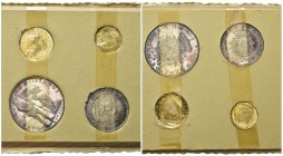 MALTA - SMOM
Angelo de Mojana di Cologna, 1962-1988.. Set 1963 di quattro monete in blister: 10 Scudi, 5 Scudi, 2 Scudi e 1 Scudo.
Au e Ag gr. 12 (A...