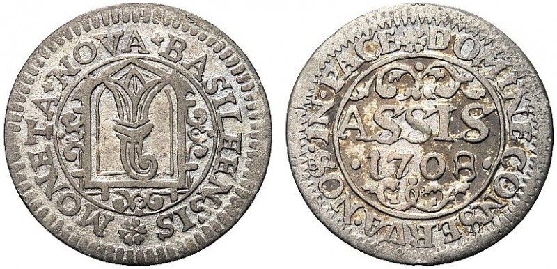 SVIZZERA
Johan Corrado II, 1705-1737.. Basilea. Assis 1708.
Mi gr. 1,21
KM#13...