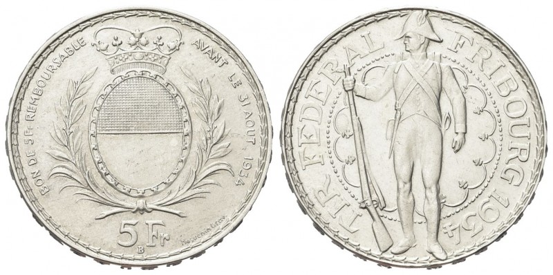 SVIZZERA
Confederazione Elvetica, dal 1848.. 5 Franchi 1934, Friburgo.
Ag gr. ...