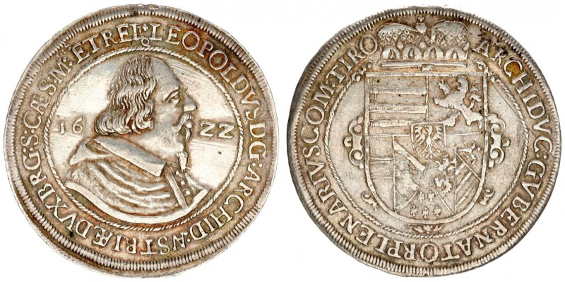 Austria 1 Thaler 1622 Hall. Leopold V Archduke of Austria (1619-1632) Averse : +...