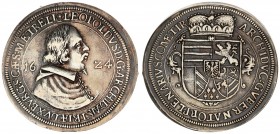 Austria 1 Thaler 1624 Hall. Archduke Leopold as Bishop of Strassburg (1607-1626). Av.: Bust r. in clerical robes divides date 16 - Z4; title ends ET R...