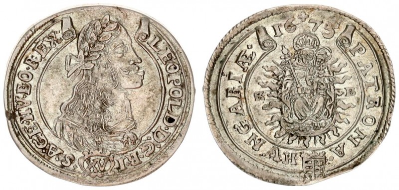 Austria Hungary 15 Krajczar 1675 KB Kremnica. Leopold I(1657-1705). Averse: Bust...