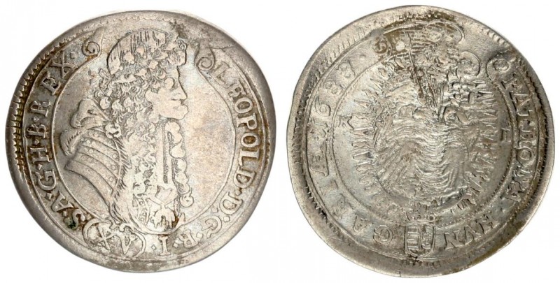 Austria Hungary 15 Krajczar 1688 KB Kremnica. Leopold I(1657-1705). Averse: Bust...