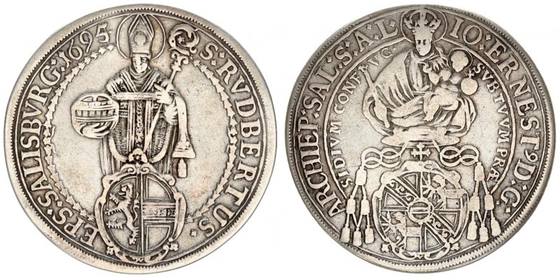 Austria Salzburg 1 Thaler 1695/4 Johann Ernst(1687-1709). Averse: Madonna and ch...