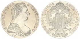 Austria 1 Thaler 1780 SF. Vienna. Maria Theresia(1740-1780). Av: R.IMP.HU. BO.REG. M.Austria 1 Thaler 1780 SFTHERESIA.D.G. Rev: BURG.CO.TYR.1780.X. AR...