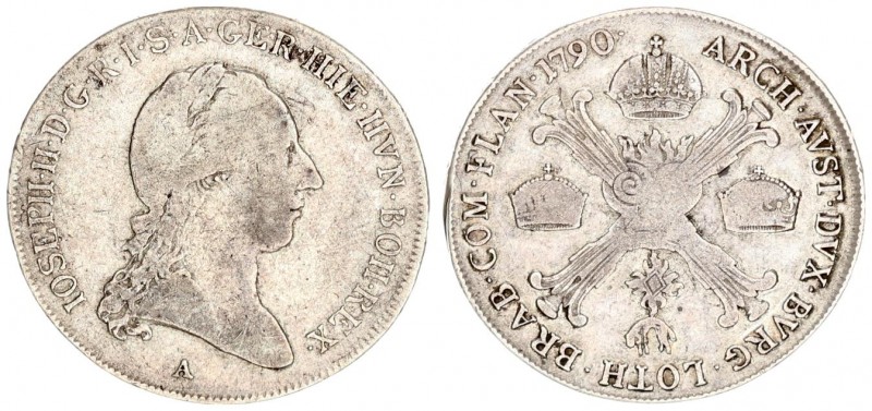 Austria Austrian Netherlands 1/2 Thaler 1790 A Joseph II(1765-1790). Averse: Lau...