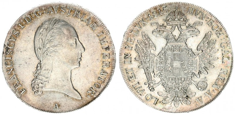 Austria 1 Thaler 1815 A Vienna. Franz I. (1804-1835). Av.: Laureate head right. ...