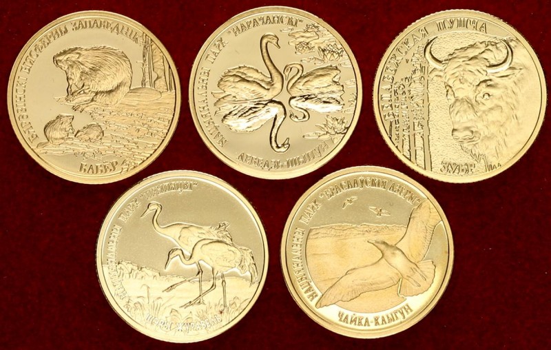 Belarus Lot of 5 coins 2006. Belarusian National Parks and Nature Reserves. Gold...