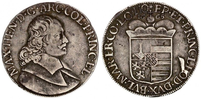 Liege 1 Patagon 1665 Maximilian Henry of Bavaria (1650-1688) Av: Bust of Maximil...