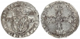 France 1/4 Ecu 1599 K Henry IV (1589-1610). 1/4 Ecu 1599 K Bordeaux Av.: Lily cross. Rv.: Crowned lily crest between II-II. Silver. Ciani 1517. (R3) R...