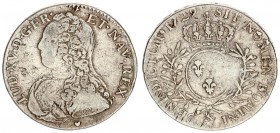 France 1/2 Ecu 1729 & Louis XV (1715-1774). Av: Young bust left Rv: Crowned oval arms of France within wreath 1/2 Ecu aux rameaux d'olivier 1729. mint...