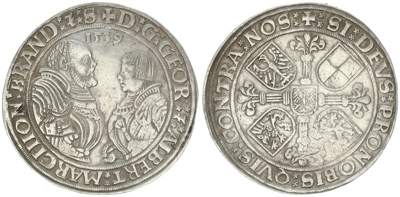 Germany Brandenburg Franconia 1 Thaler 1539 Georg of Ansbach & Albrecht the Youn...