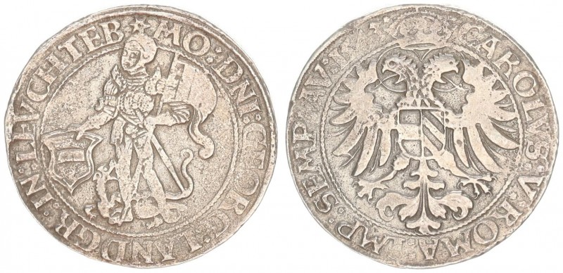 Germany Leuchtenberg 1 Thaler 1543 George III (1531-1555). Av.: The armored St. ...