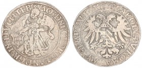 Germany Leuchtenberg 1 Thaler 1543 George III (1531-1555). Av.: The armored St. Georg with shield and flag at his feet the living dragon. Rv.: Crowned...