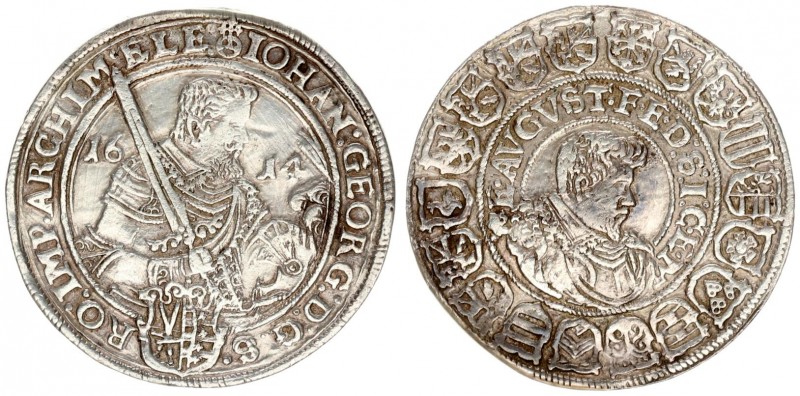 Germany Saxony 1 Thaler 1614 swan. Johann Georg I (1611-1656). Averse: Bust righ...