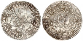 Germany Saxony 1 Thaler 1614 swan. Johann Georg I (1611-1656). Averse: Bust right with sword and helmet dividing date. Reverse: Circle of 18 shields a...