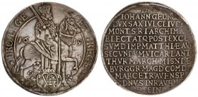 Germany Saxony 1 Thaler 1619 Vicariat issue. Johann Georg I (1615-56). Averse: Elector on horseback to right with sword over right shoulder divides da...