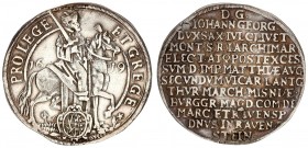 Germany Saxony 1/2 Thaler 1619 Vicariat Issue. Johann Georg I (1611-1656). Averse: Elector on horseback to right with sword over right shoulder divide...