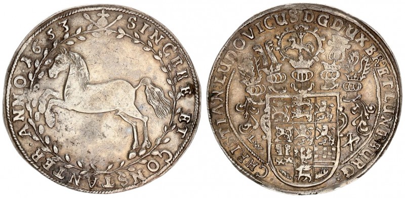 Germany Brunswick Luneburg Celle 1 Thaler 1653 LW Christian Ludwig(1648-1665). A...