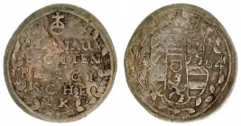 Germany Hanau Lichtenberg 2 Kreuzer 1664 Friedrich Casimir (1642-1685). Averse: Date divided by arms. Reverse.: Wappen. Silver. KM 64