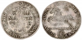 Germany Brunswick Wolfenbuttel Duchy 2/3 Thaler 24 Mariengroschen 1697 HCH. August and Anton Ulrich(1685-1704) Below value number / Horse. Silver. Wel...