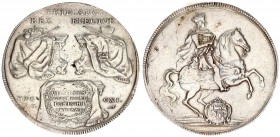 Germany Saxony 1 Thaler MDCCXI (1711) ILH Friedrich August I(1694-1733). Averse: King on horseback right shield below. Reverse: 2 sets of crowns and s...