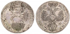 Germany Lubeck 32 Schilling 1752 JJJ. Averse: Crowned imperial eagle 32 in circle on breast oval shield of mayor's arms in baroque frame. Averse Legen...