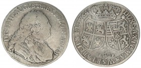 Germany Saxony 1/3 Thaler 1754 FWoF Friedrich Augustus III (1734-1763). Averse: Armored bust right. Reverse: Value between 2 crowned shields of arms. ...