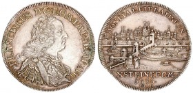Germany Regensburg 1 Thaler 1756 ICB Francis I(1745-1765). Averse: Armored laureate bust right. Averse Legend: FRANCISCUS D: G: ROM: IMP: SEMP: AVG • ...