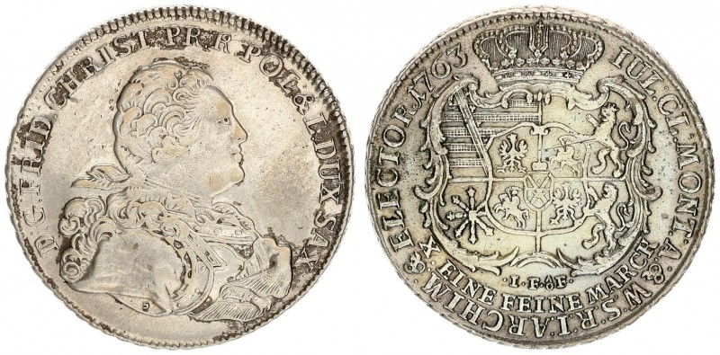 Germany Saxony 1 Thaler 1763 IFôF Friedrich Christian(1763). Averse: Bust right....