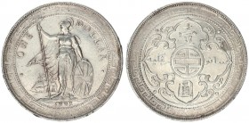 Great Britain 1 Dollar 1902 B Bombay mint. British Trade Dollar. Av: Standing figure of Britannia holding trident and shield(with small B in centre po...