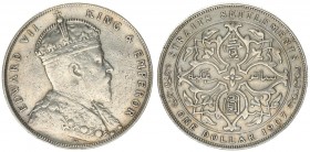 Great Britain Straits Settlements 1 Dollar 1907 Edward VII (1901-1910). Av: Crowned bust right. Av. Designer: G.W. DeSaulles.Rv: Artistic design withi...