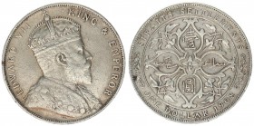 Great Britain Straits Settlements 1 Dollar 1908 Edward VII (1901-1910). Av: Crowned bust right. Av. Designer: G.W. DeSaulles.Rv: Artistic design withi...