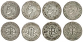 Great Britain 3 Pence 1937-1938 Lot of 4 Coins. George VI (1936-1947) Av: Head left; T.H.Paget Rv: St. George shield on Tudor rose divides date; Georg...