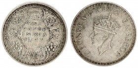 Great Britain India 1 Rupee 1943 George VI(1936-1952). Averse:Crowned head left. Averse Legend: GEORGE VI KING EMPEROR. Reverse: Denomination and date...