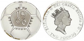 Great Britain 2 Pounds 1996 Elizabeth II(1952-). Averse: Crowned head right. Reverse: Soccer ball date at center. Silver. KM 973a. With Origanal (Defe...