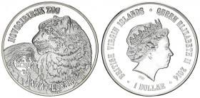 Great Britain British Virgin Islands 1 Dollar 2014 Novosibirsk Zoo Snow Leopard. Averse: Bust of Queen Elizabeth II to right. Lettering: BRITISH VIRGI...