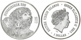Great Britain British Virgin Islands 1 Dollar 2015 Novosibirsk Zoo Lion. Averse: Bust of Queen Elizabeth II to right. Lettering: BRITISH VIRGIN ISLAND...