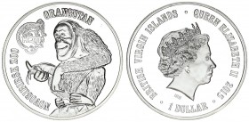 Great Britain British Virgin Islands 1 Dollar 2015 Novosibirsk Zoo Orangutan. Averse: Bust of Queen Elizabeth II to right. Lettering: BRITISH VIRGIN I...