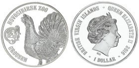 Great Britain British Virgin Islands 1 Dollar 2016 Novosibirsk Zoo Grousen. Averse: Bust of Queen Elizabeth II to right. Lettering: BRITISH VIRGIN ISL...