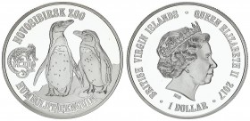 Great Britain British Virgin Islands 1 Dollar 2017 Novosibirsk Humboldt Penguin. Averse: Bust of Queen Elizabeth II to right. Lettering: BRITISH VIRGI...