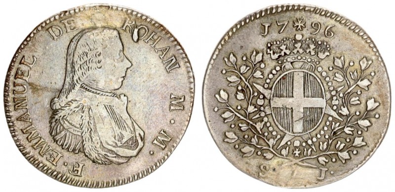 Malta Order 1 Scudo 1796 Emmanuel de Rohan(1775-97). Averse: Armored bust right....