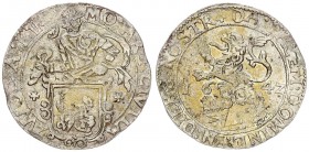 Netherlands Zwolle 1 Lion Daalder 1642 Averse:Armored knight looking left above Shield with St. Michael. Reverse:Rampant lion left; Date behind lion. ...