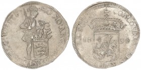 Netherlands 1 Silver Ducat 1694 West Friesland. Av: Knight standing facing right holding broad sword upwards and shield. Rv: Crowned shield. Mint mark...